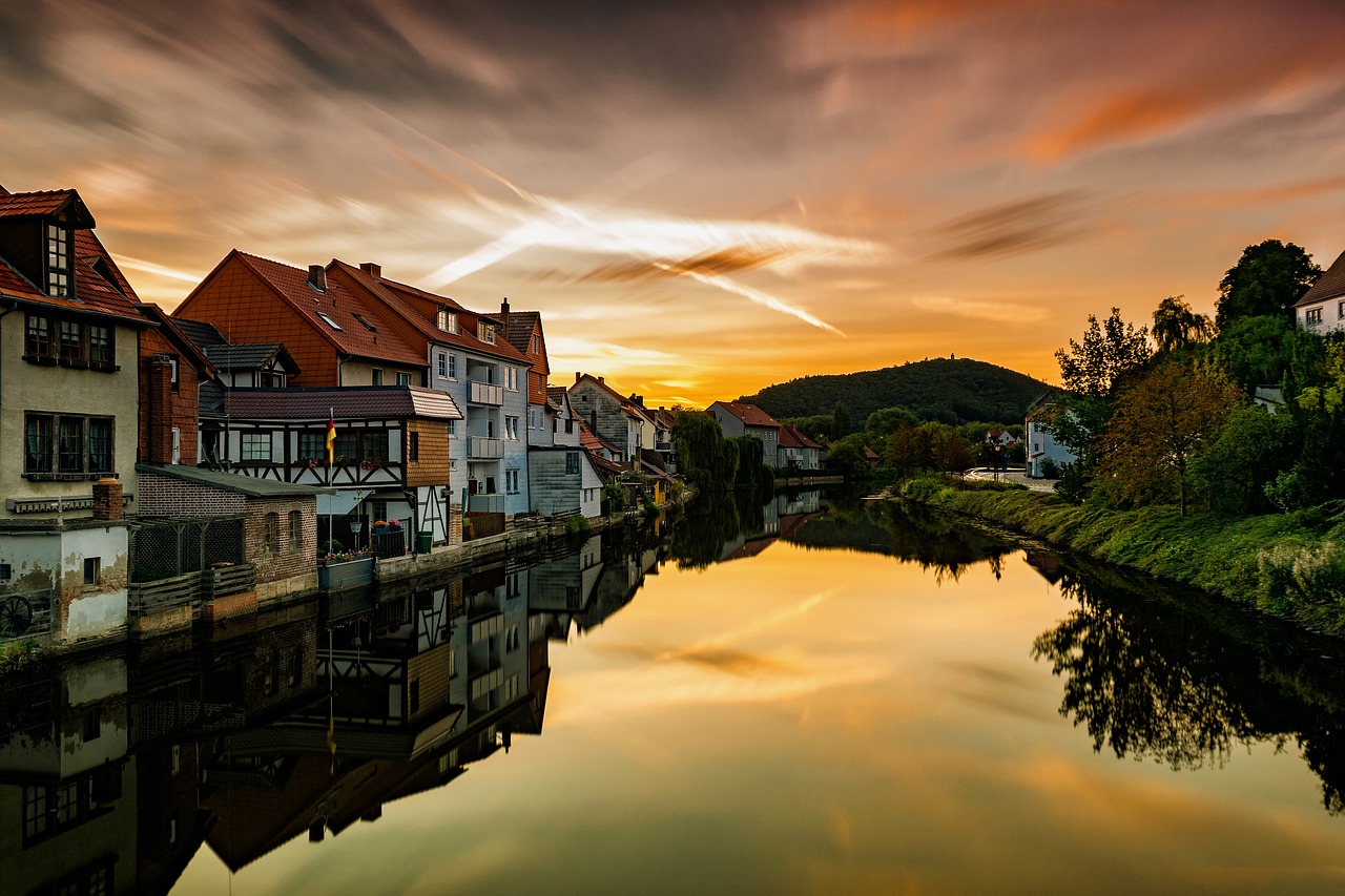 Image - sunrise river eschwege hesse
