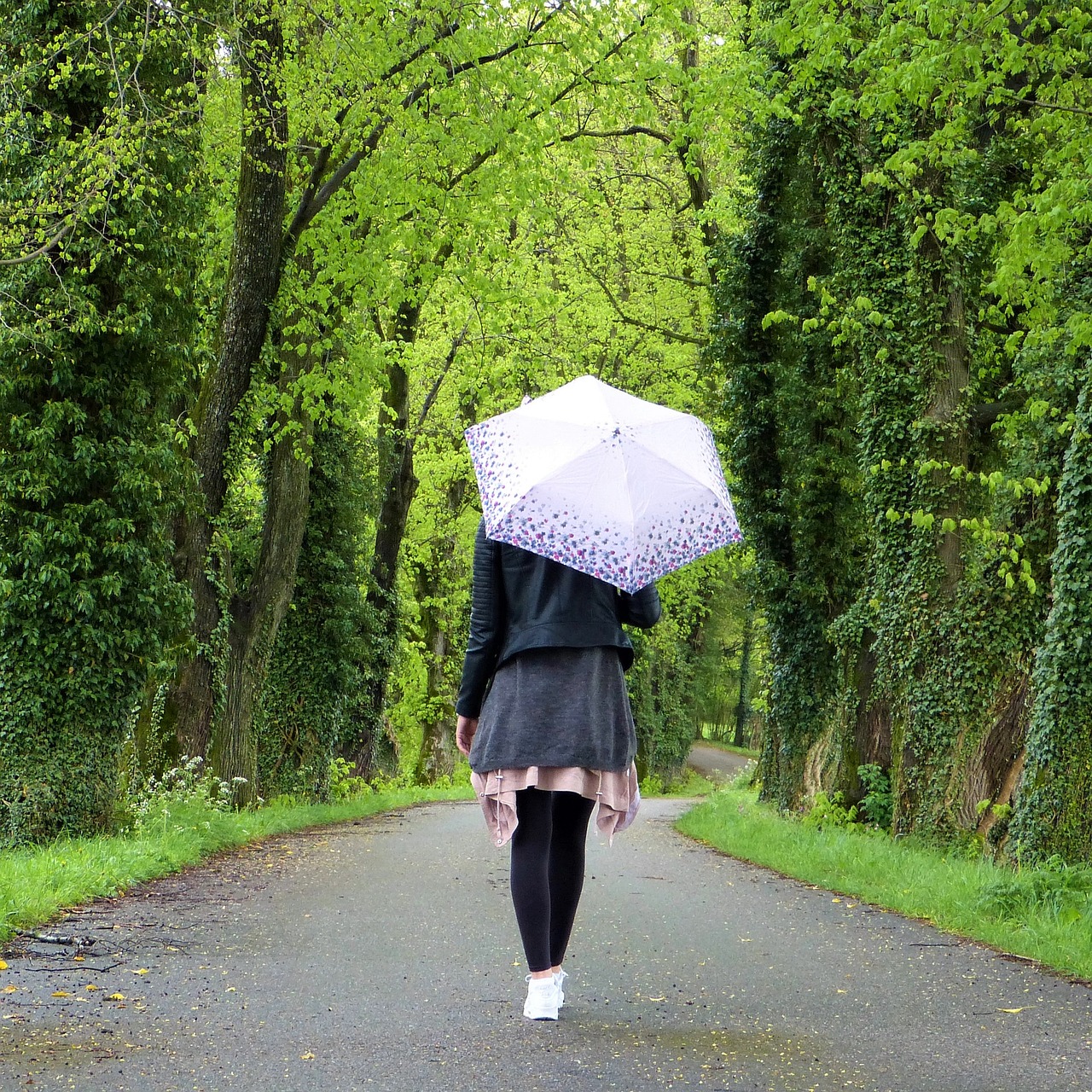 Image - young woman girl umbrella rain out