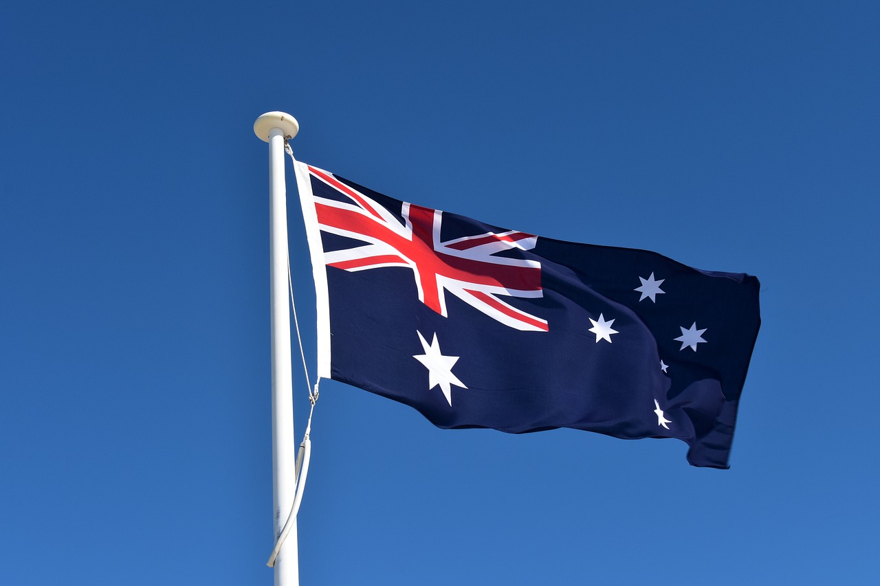 Image - australia flag sky pole flagpole