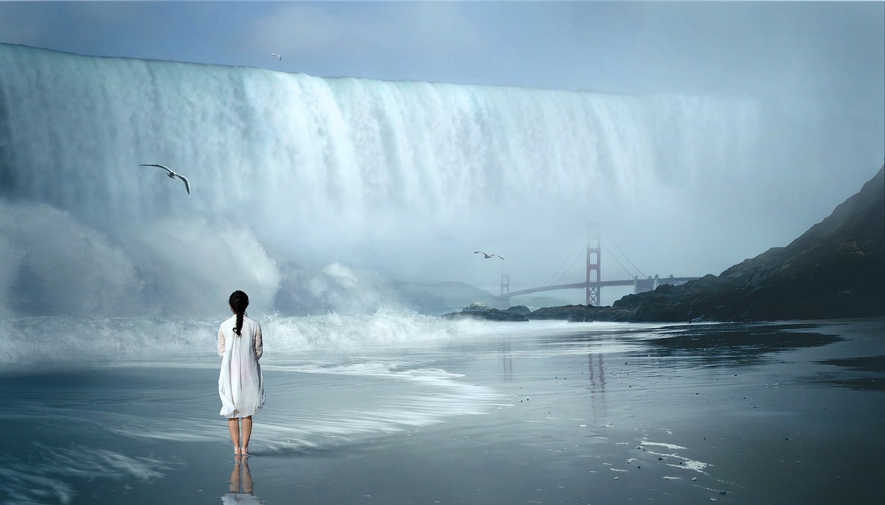 Image - waterfall wave fantastic woman