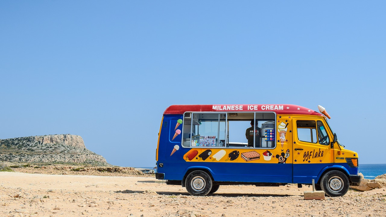 Image - ice cream van car vehicle colorful