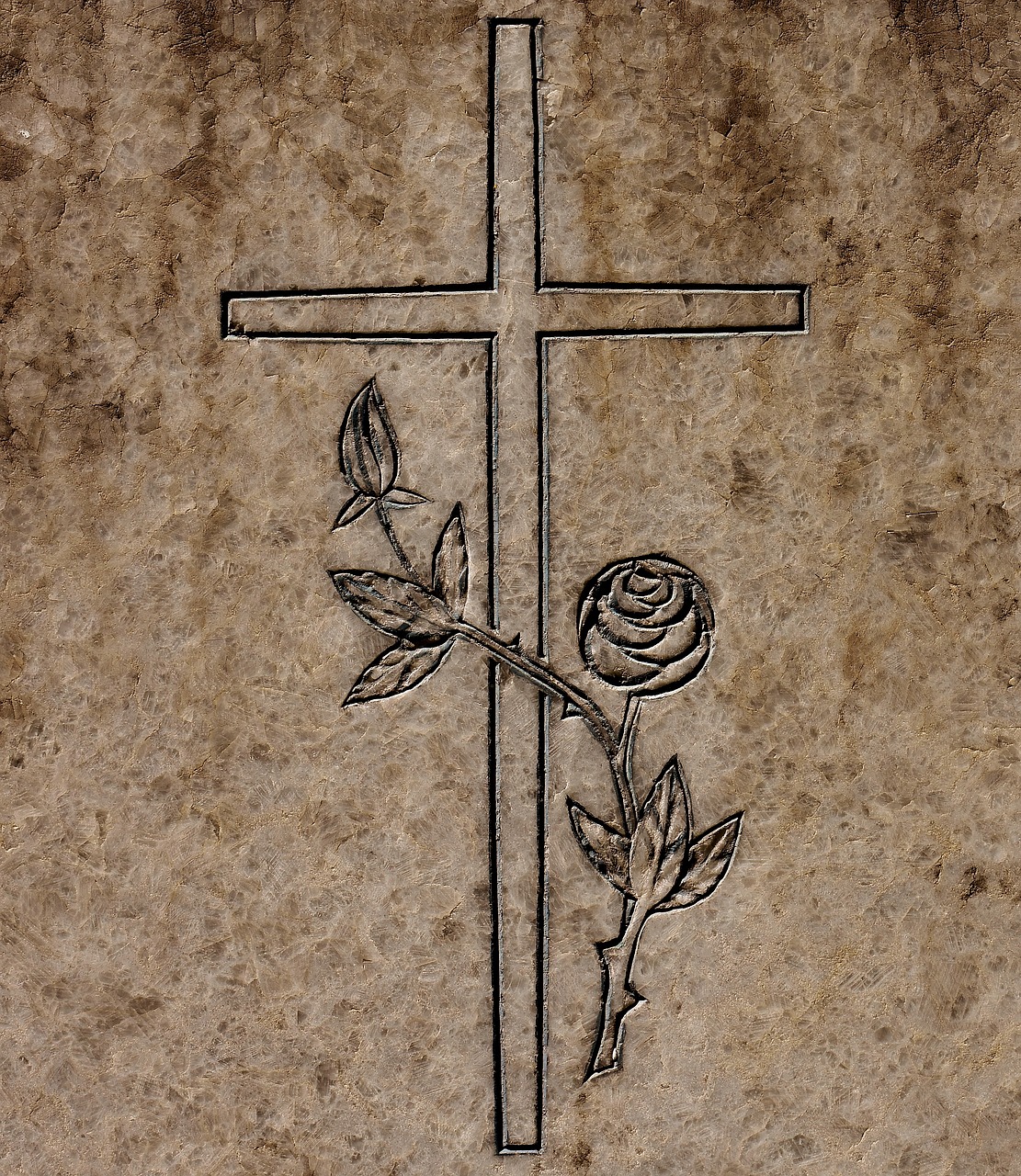 Image - cross granite slab pattern roses