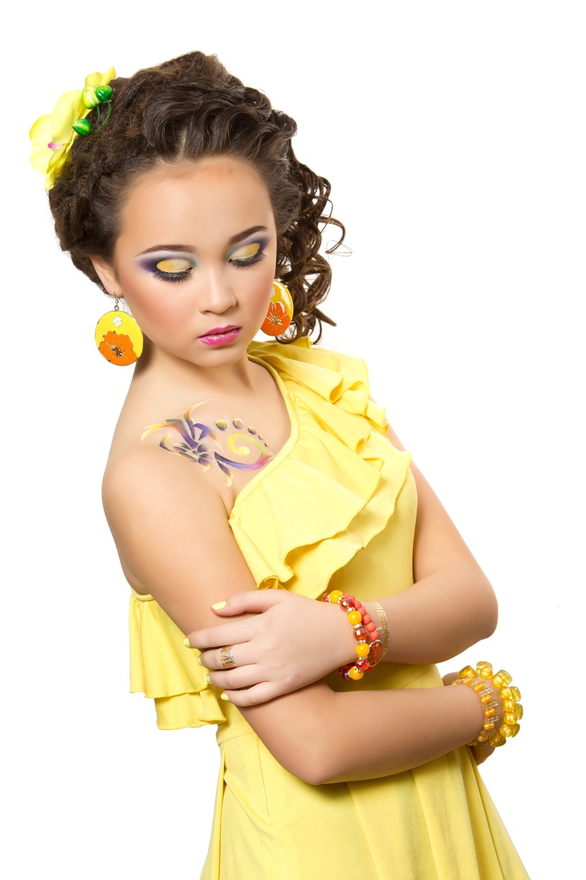 Image - girl yellow dress makeup youth