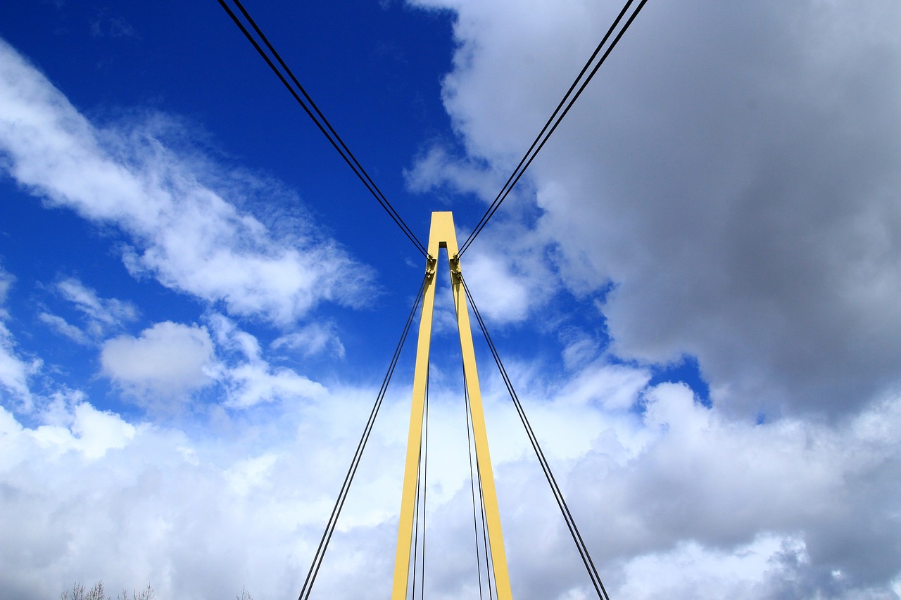 Image - building bridge steel clouds city