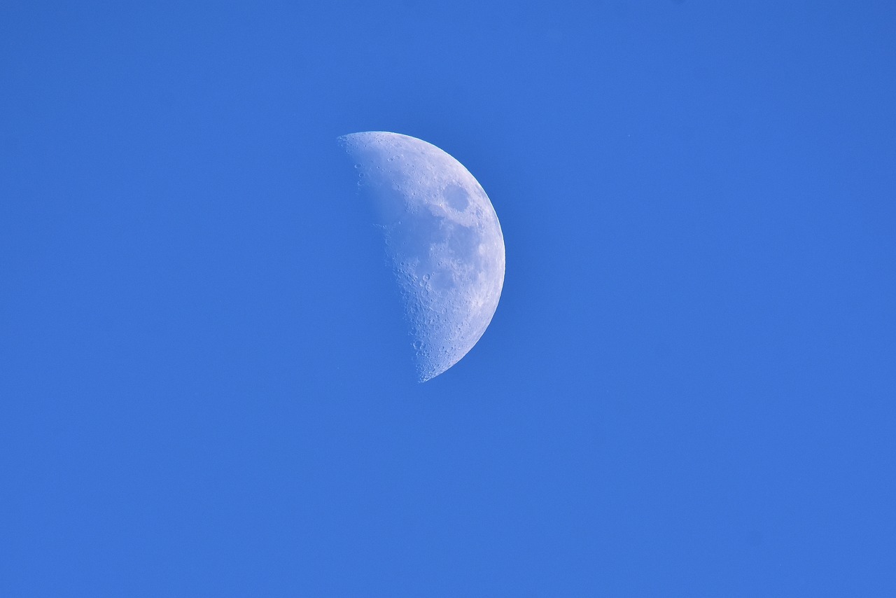 Image - moon sky blue half moon space