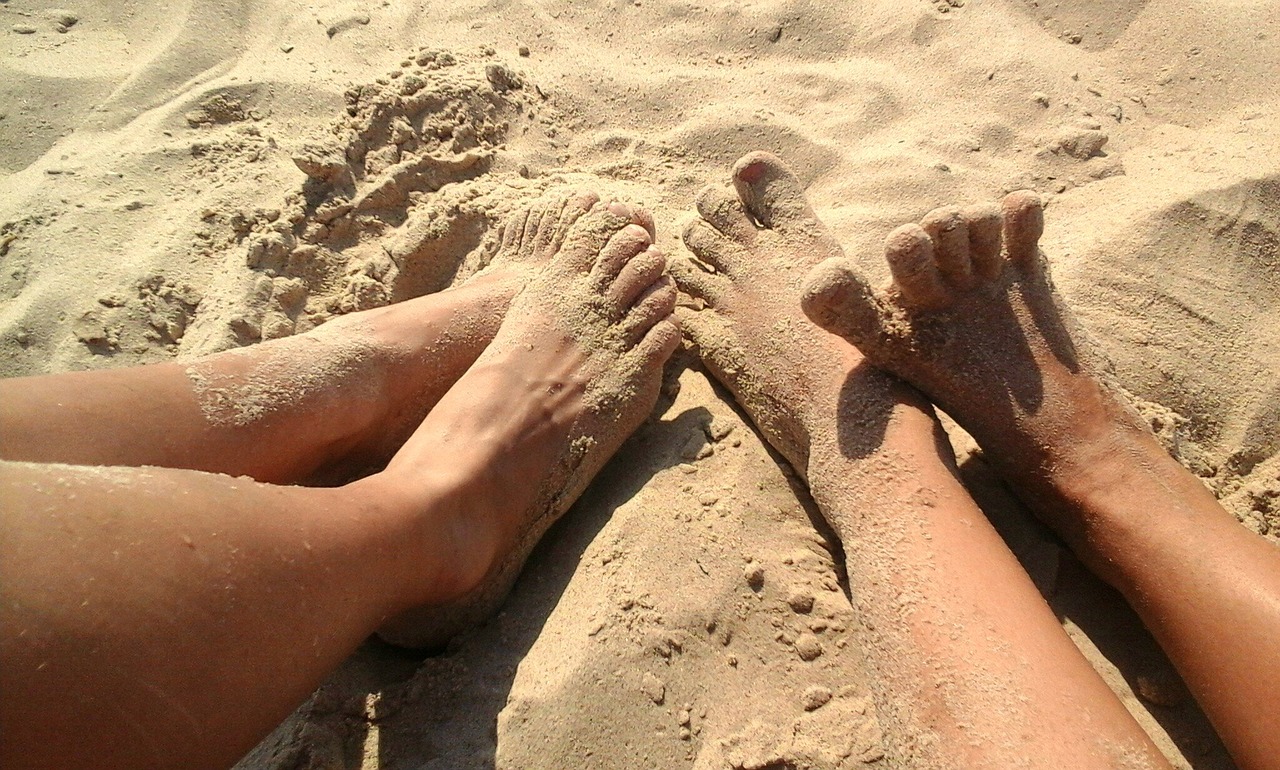 Image - legs sand summer on the beach