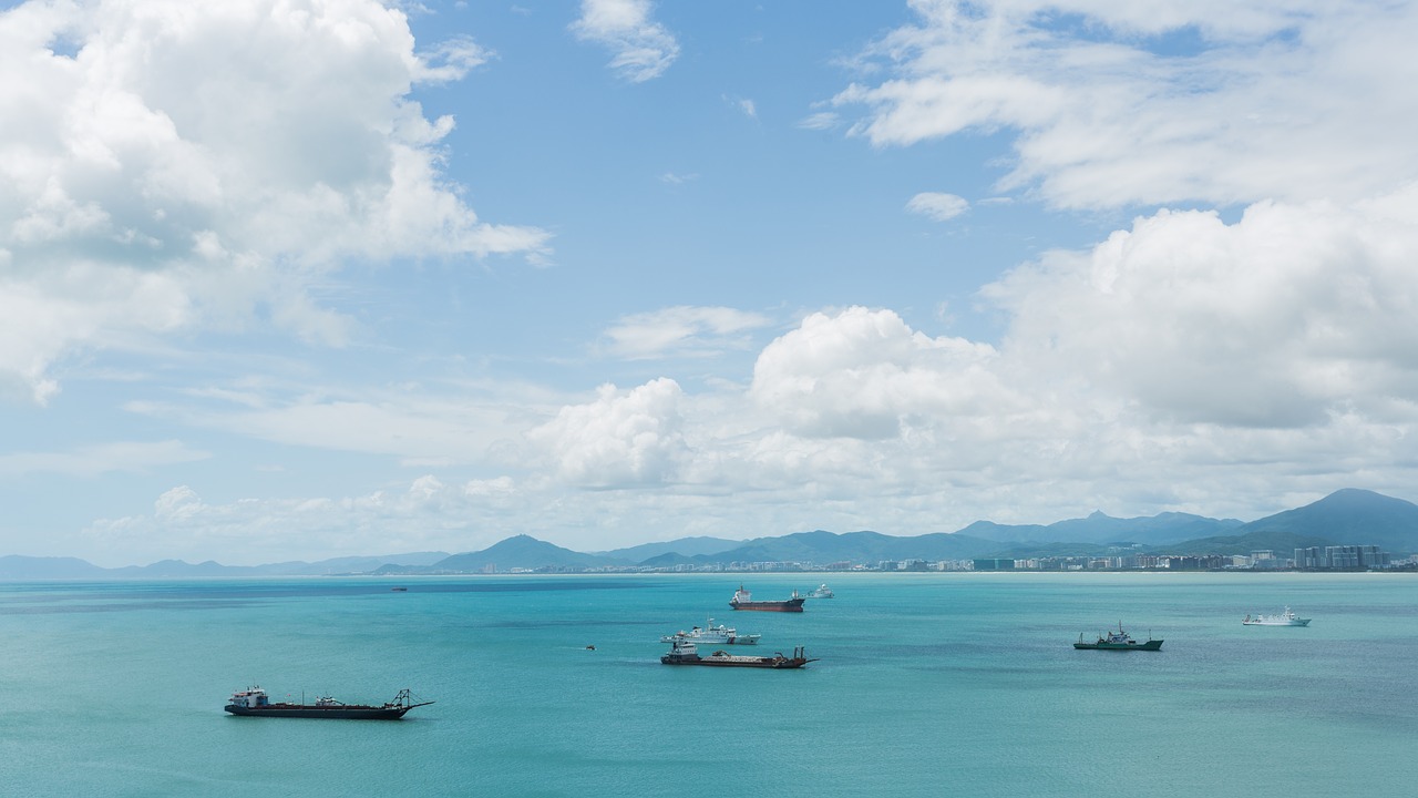 Image - sea ship blue sky white cloud