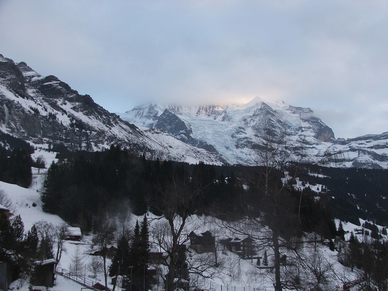 Image - jungfrau mountain winter sunset