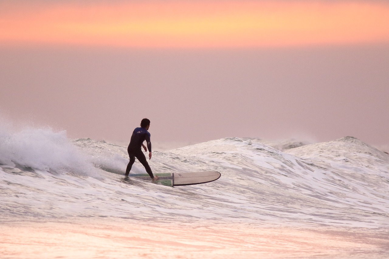 Image - sunset surfer surfing ocean waves