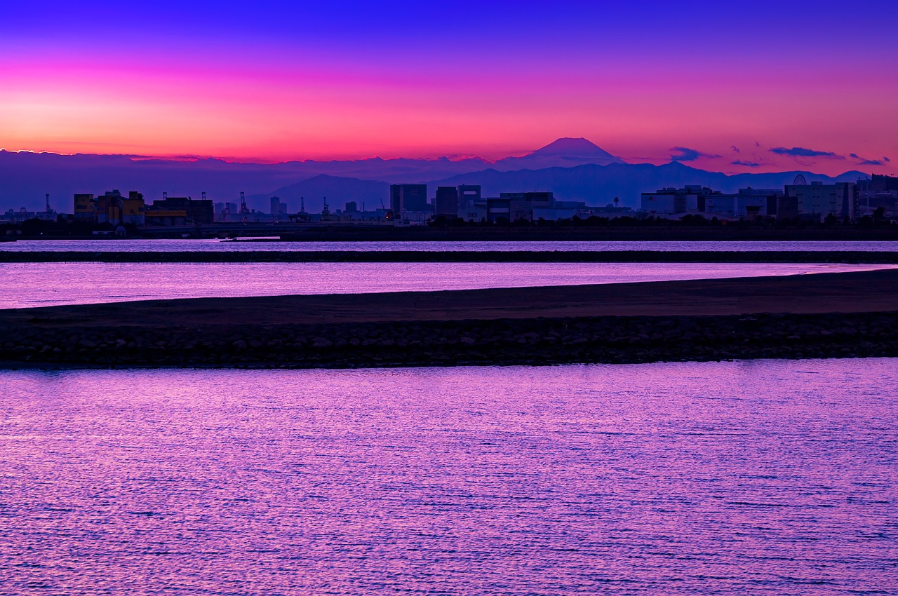 Image - mt fuji sea water sunset