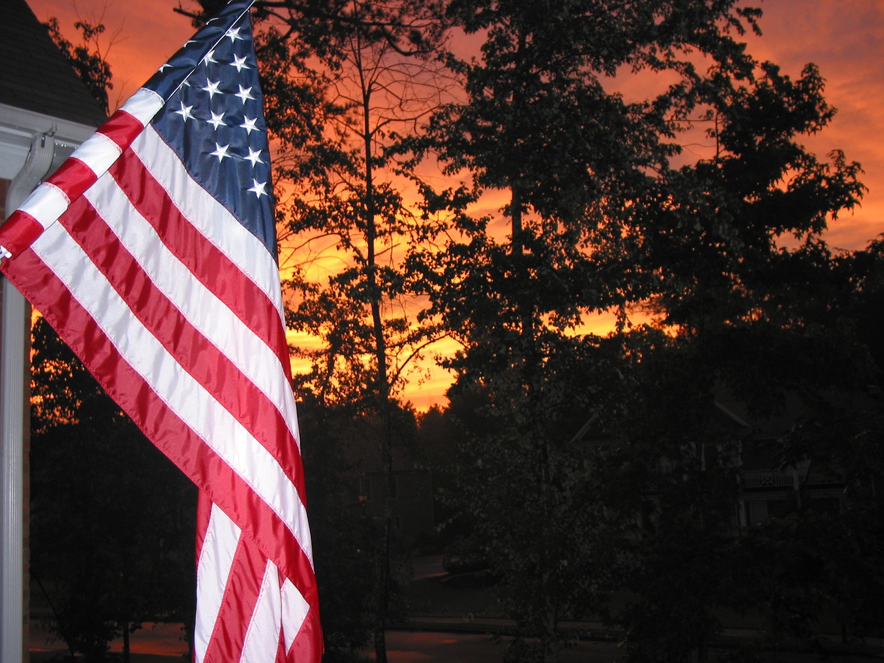 Image - flag american flag sunset usa