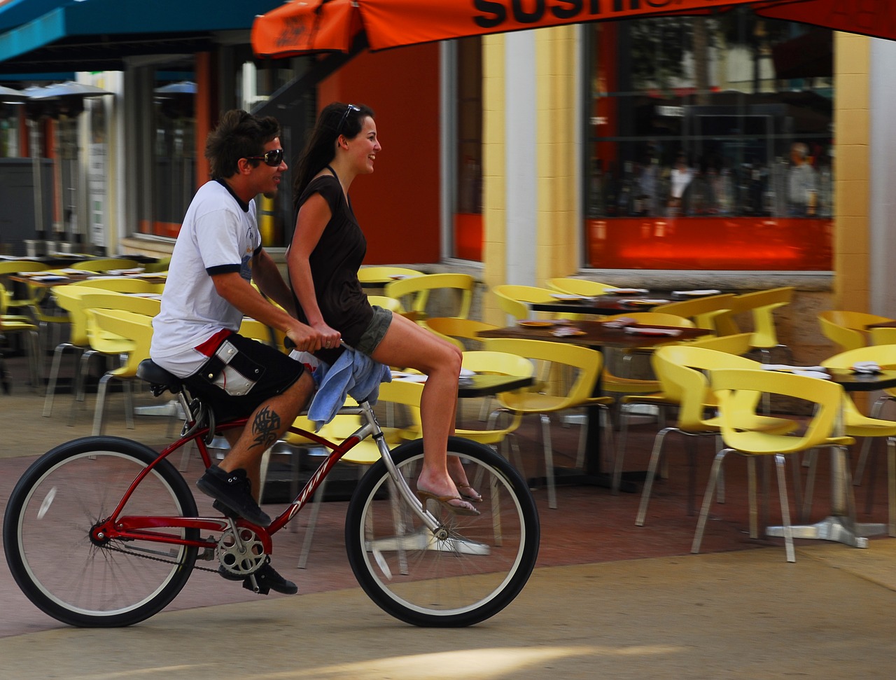 Image - man woman boy girl cycling fun