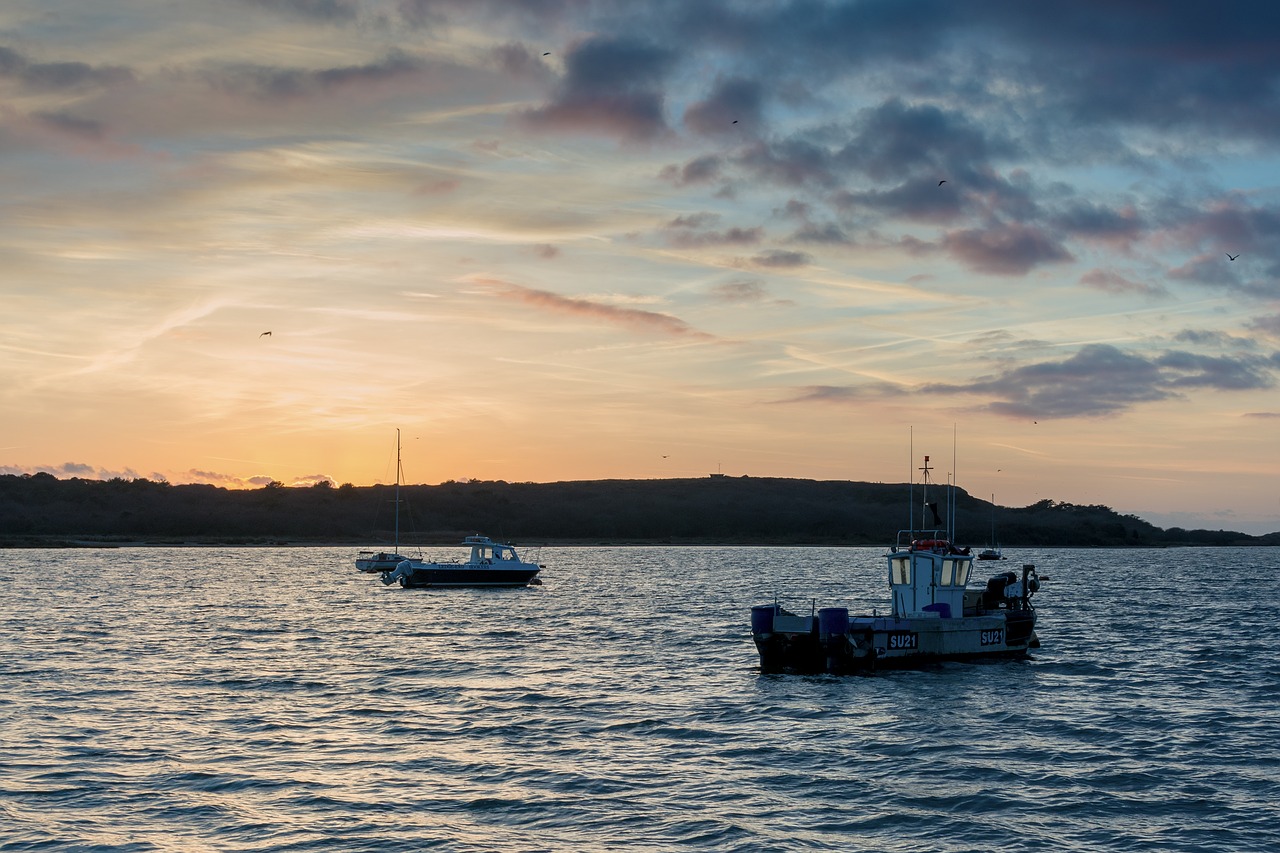 Image - boat sunset ship sail lake nature