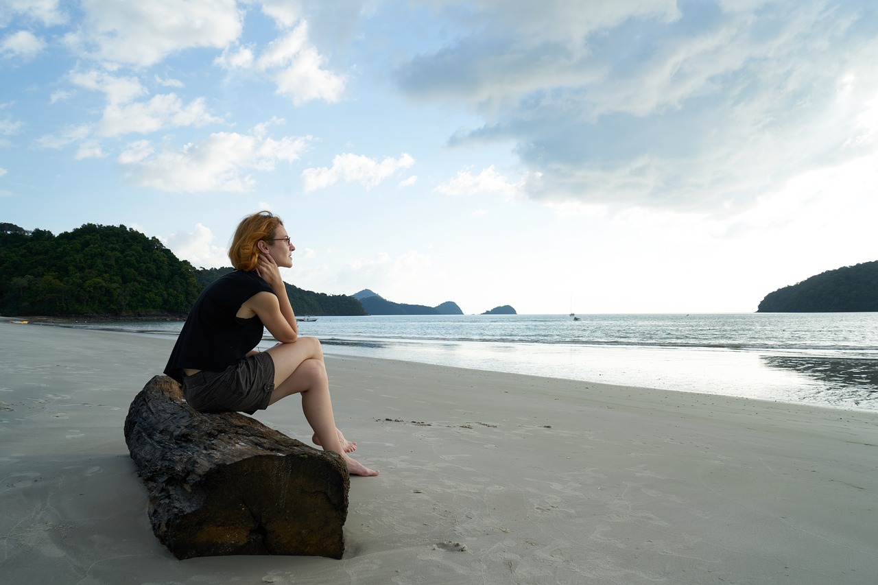 Image - loneliness women s beach portrait