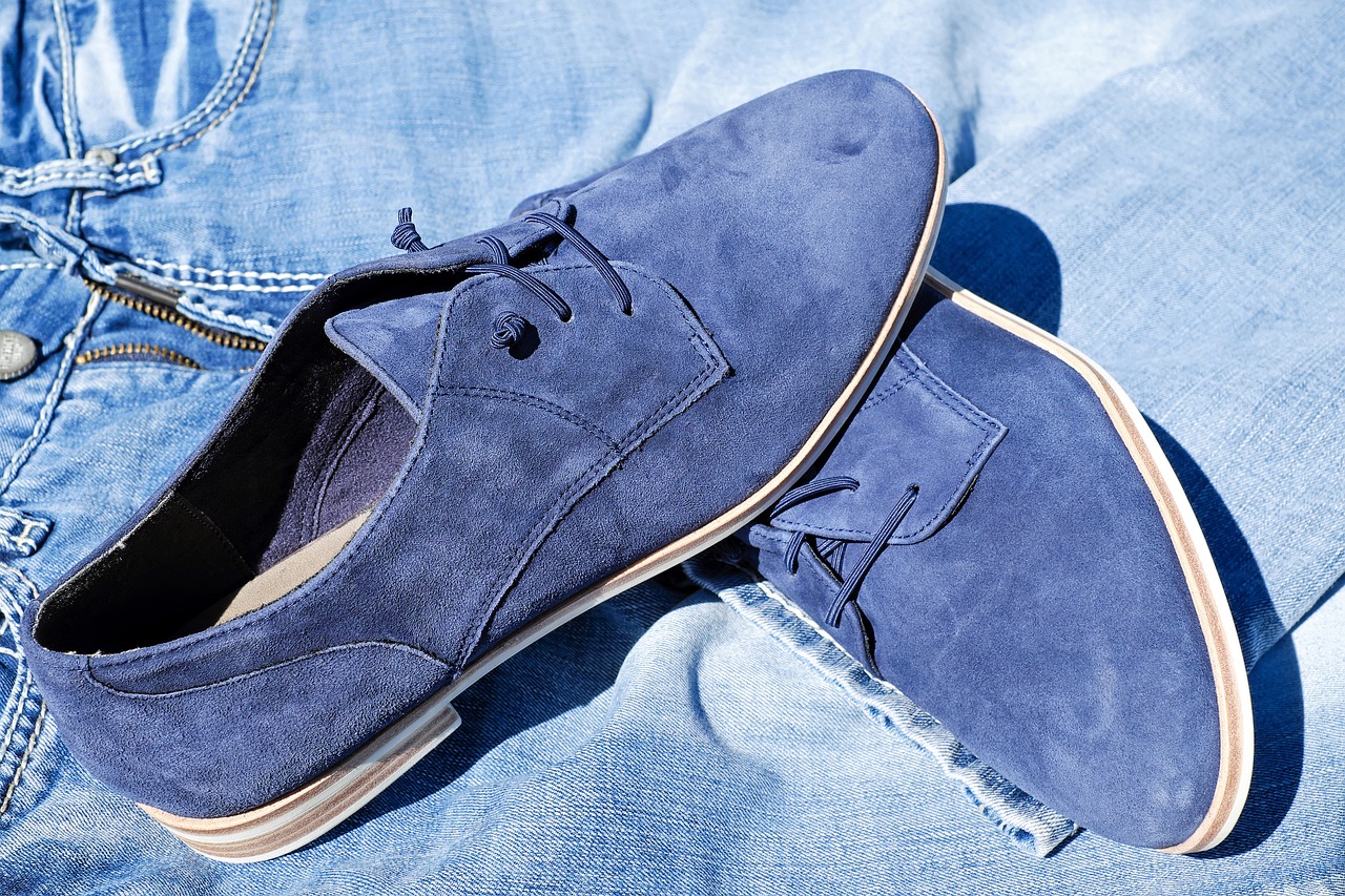 Image - shoe leather pair suede shoe blue