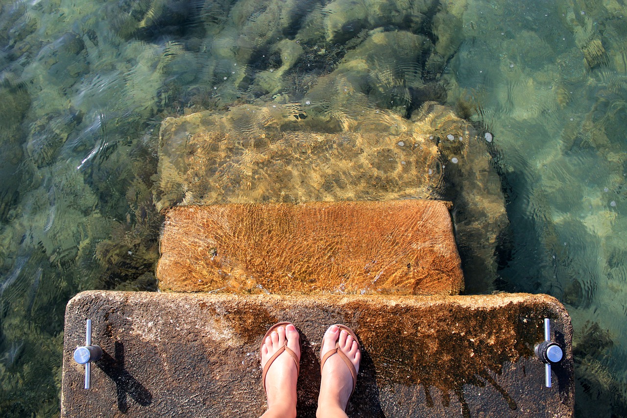 Image - sea water feet sandals flip flops