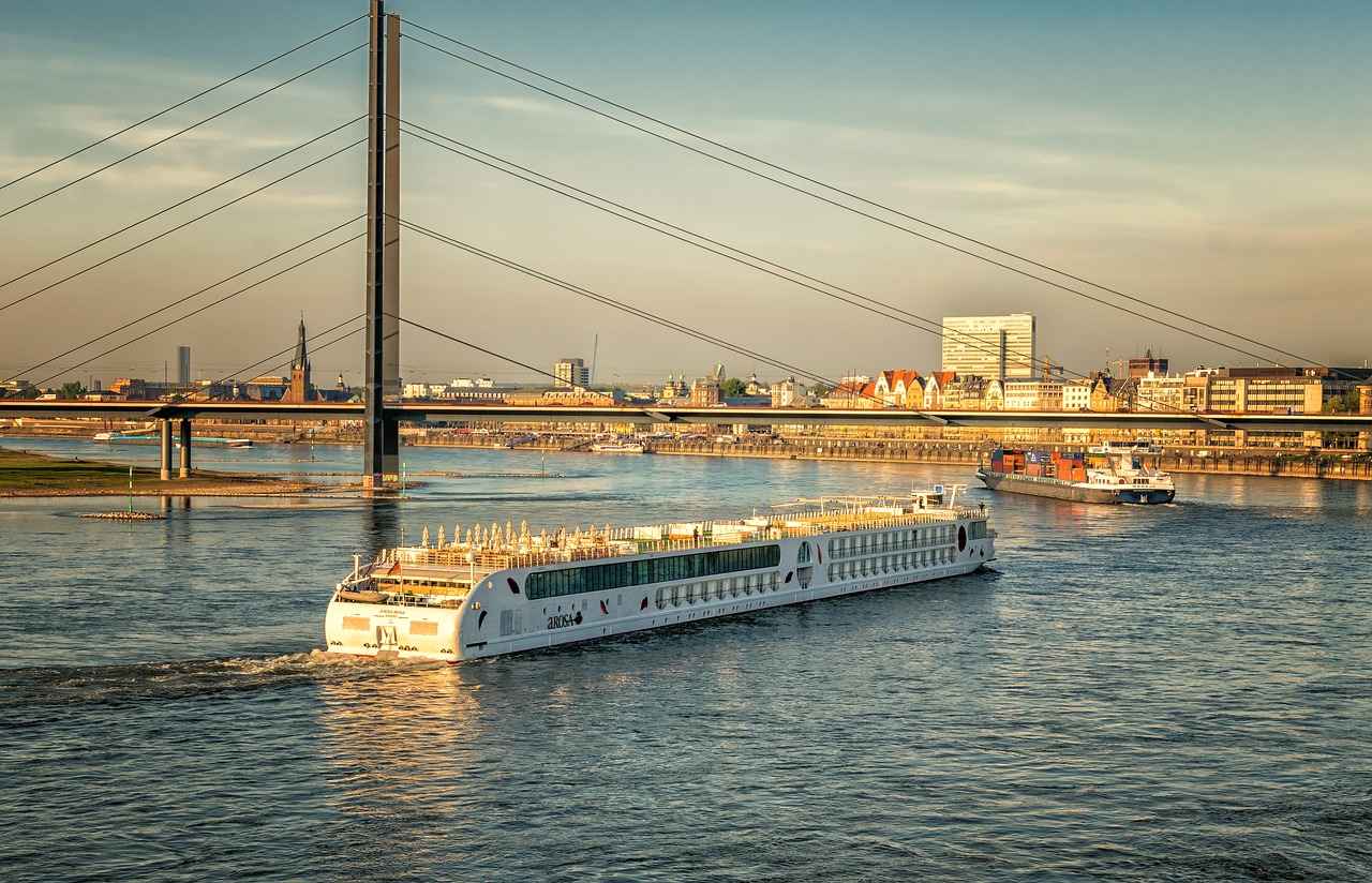 Image - river rhine düsseldorf evening sky