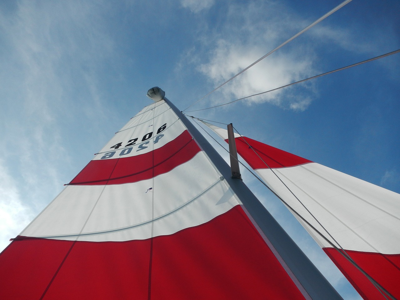 Image - sail red marine wind ship