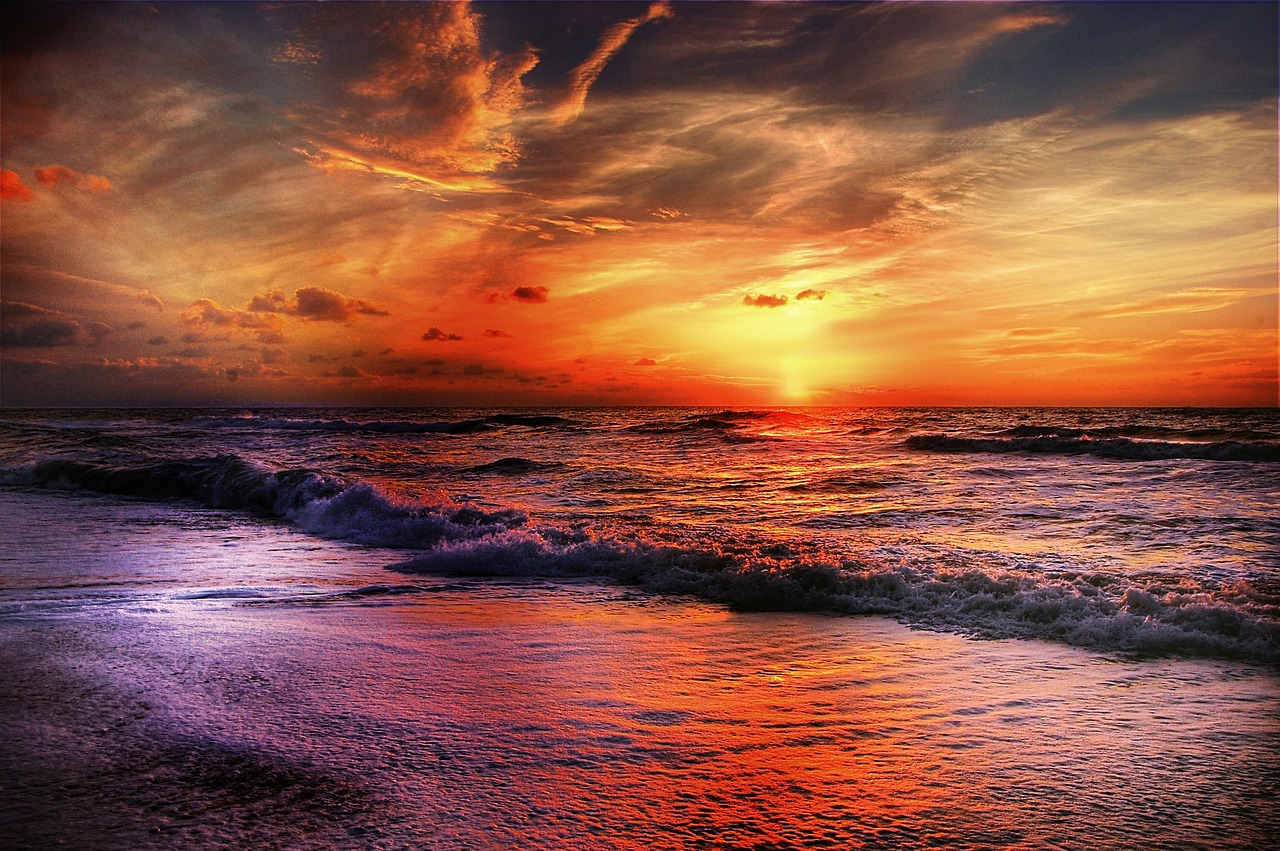 Image - sky beach sun sea clouds coast