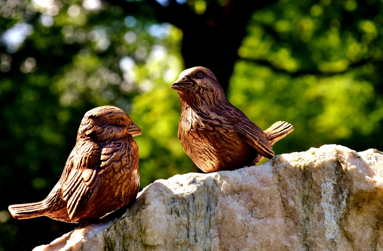 Image - birdie bronze figures cute sit