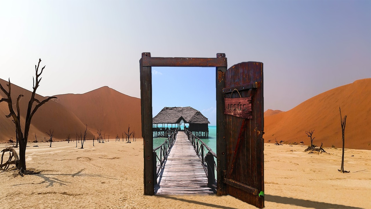 Image - oasis desert door jesus open