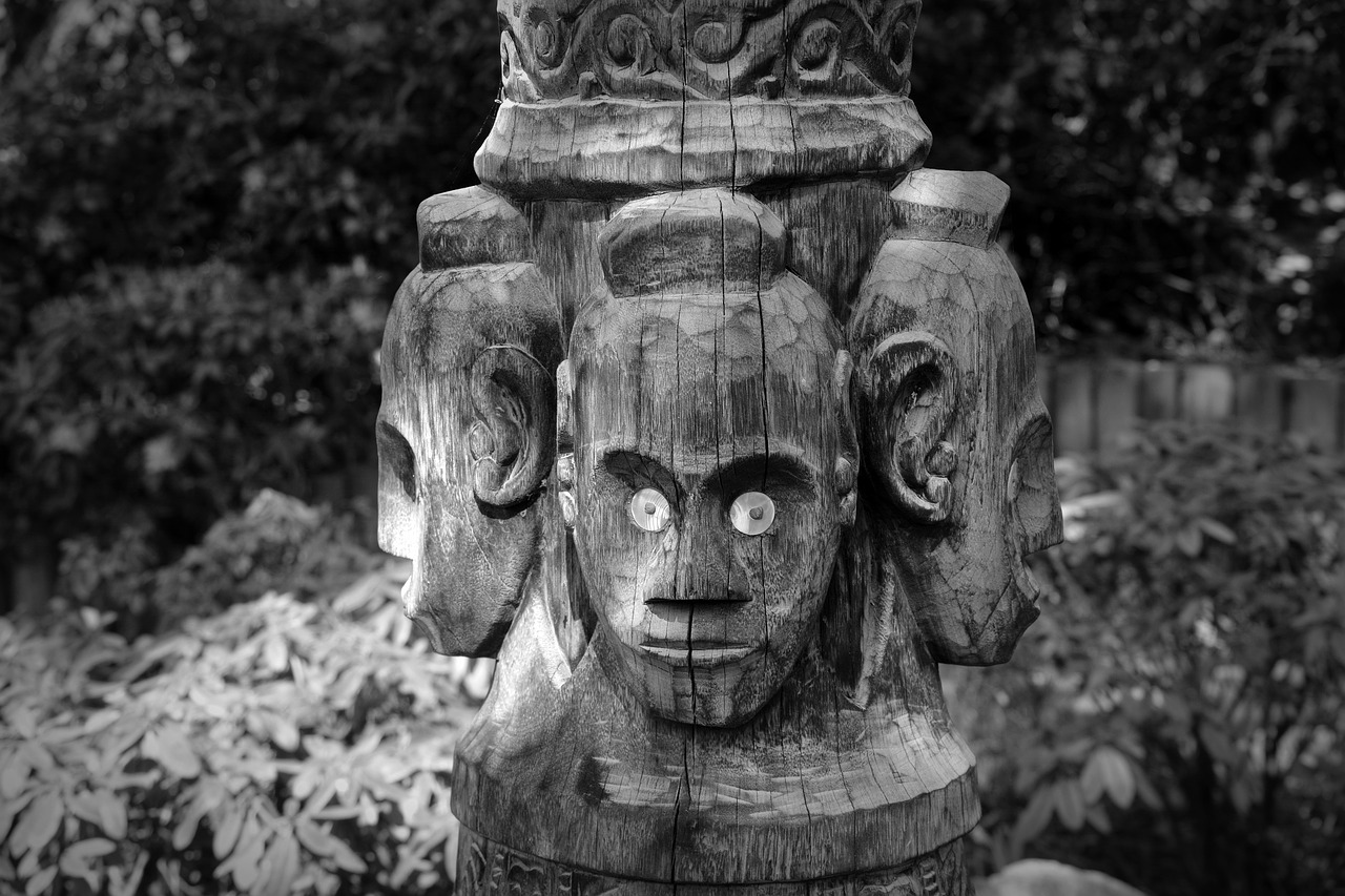 Image - mask face carving wood figure