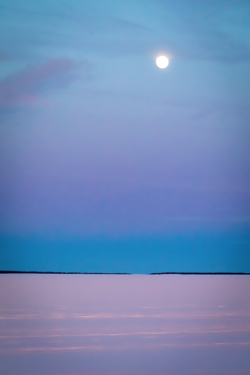 Image - winter snow moon horizon cold sky