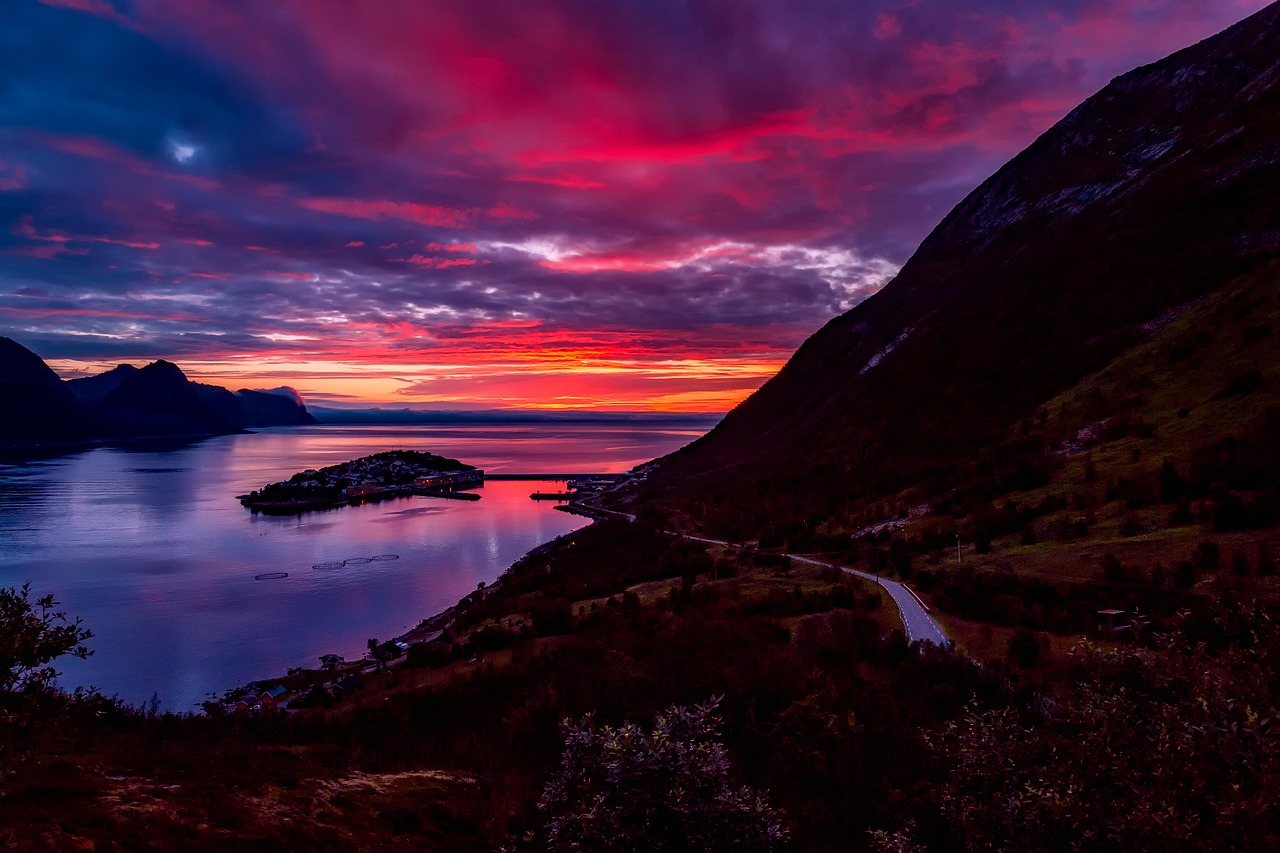 Image - norway sunset dusk beautiful sky