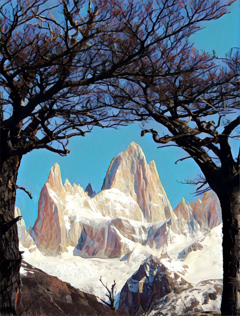 Image - argentina mountains snow trees