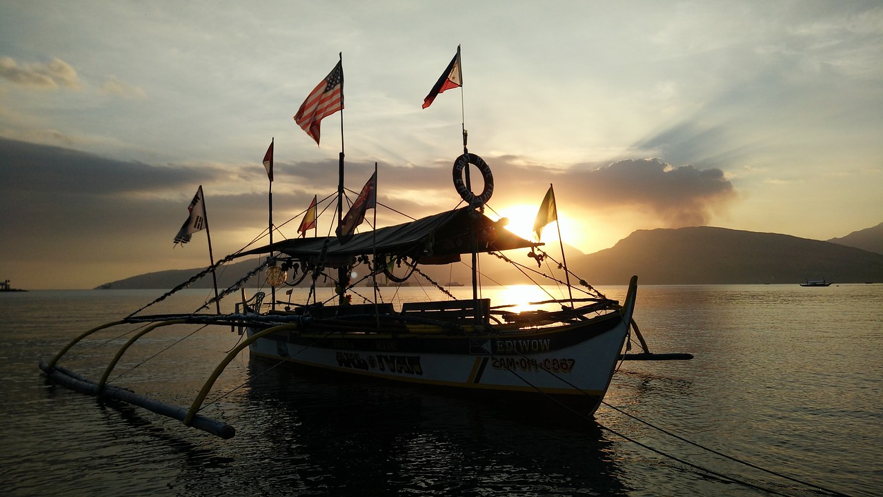 Image - sunset boat sea ocean view