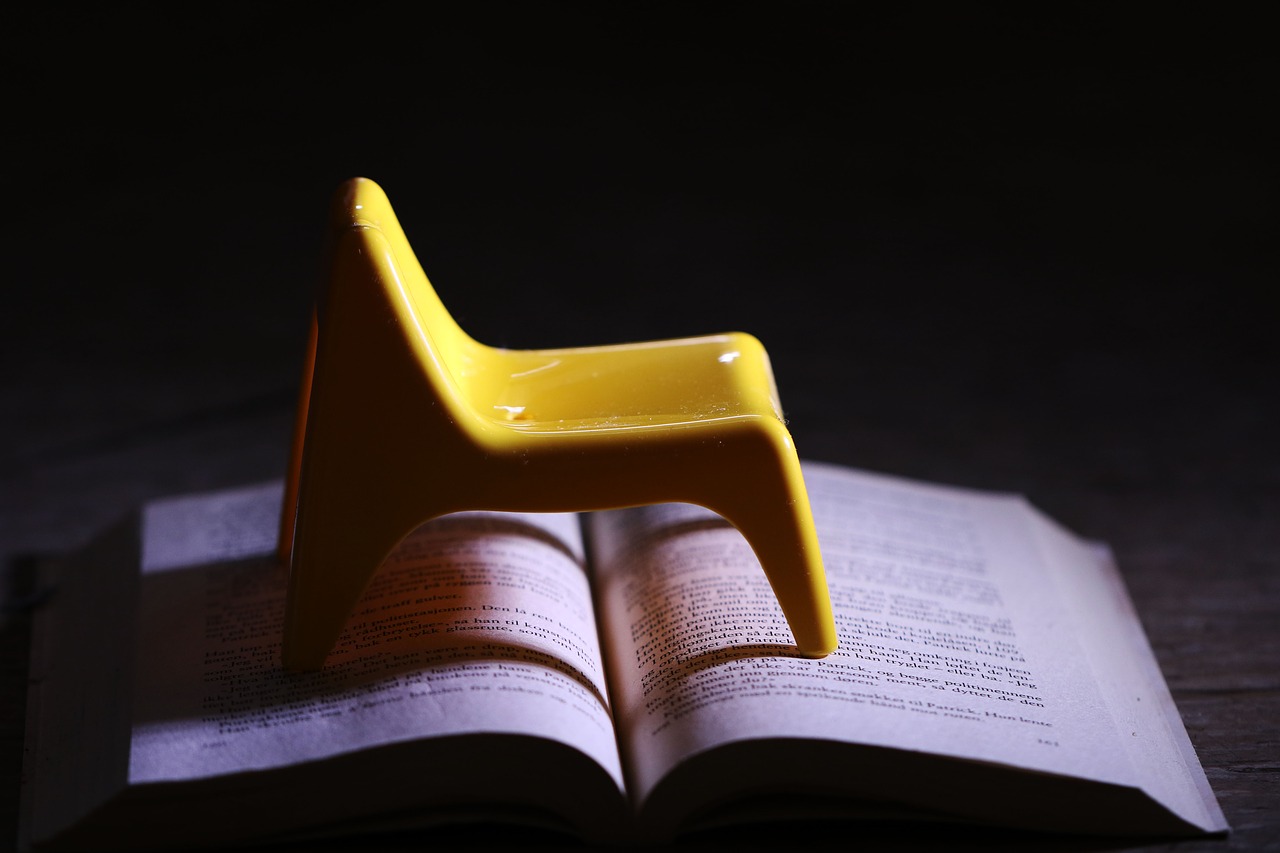 Image - chair book reading tiny yellow