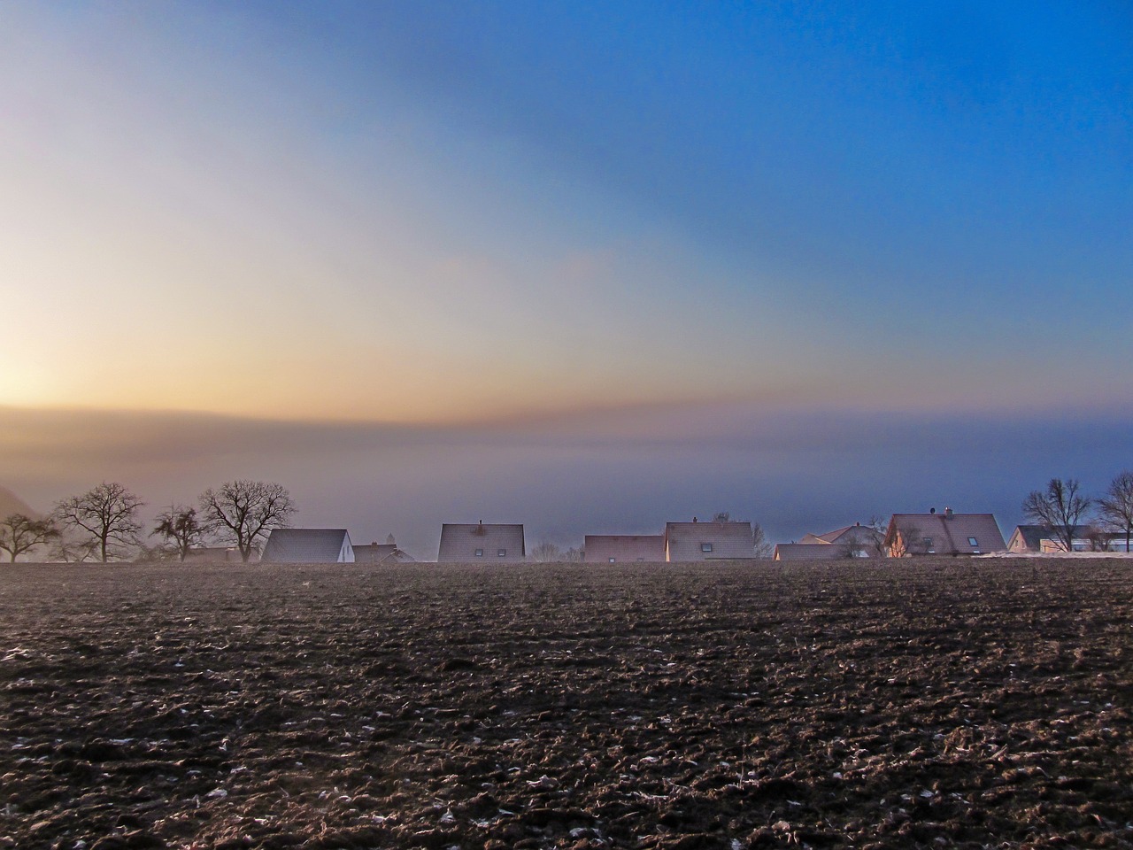 Image - fog sunrise morning sun winter