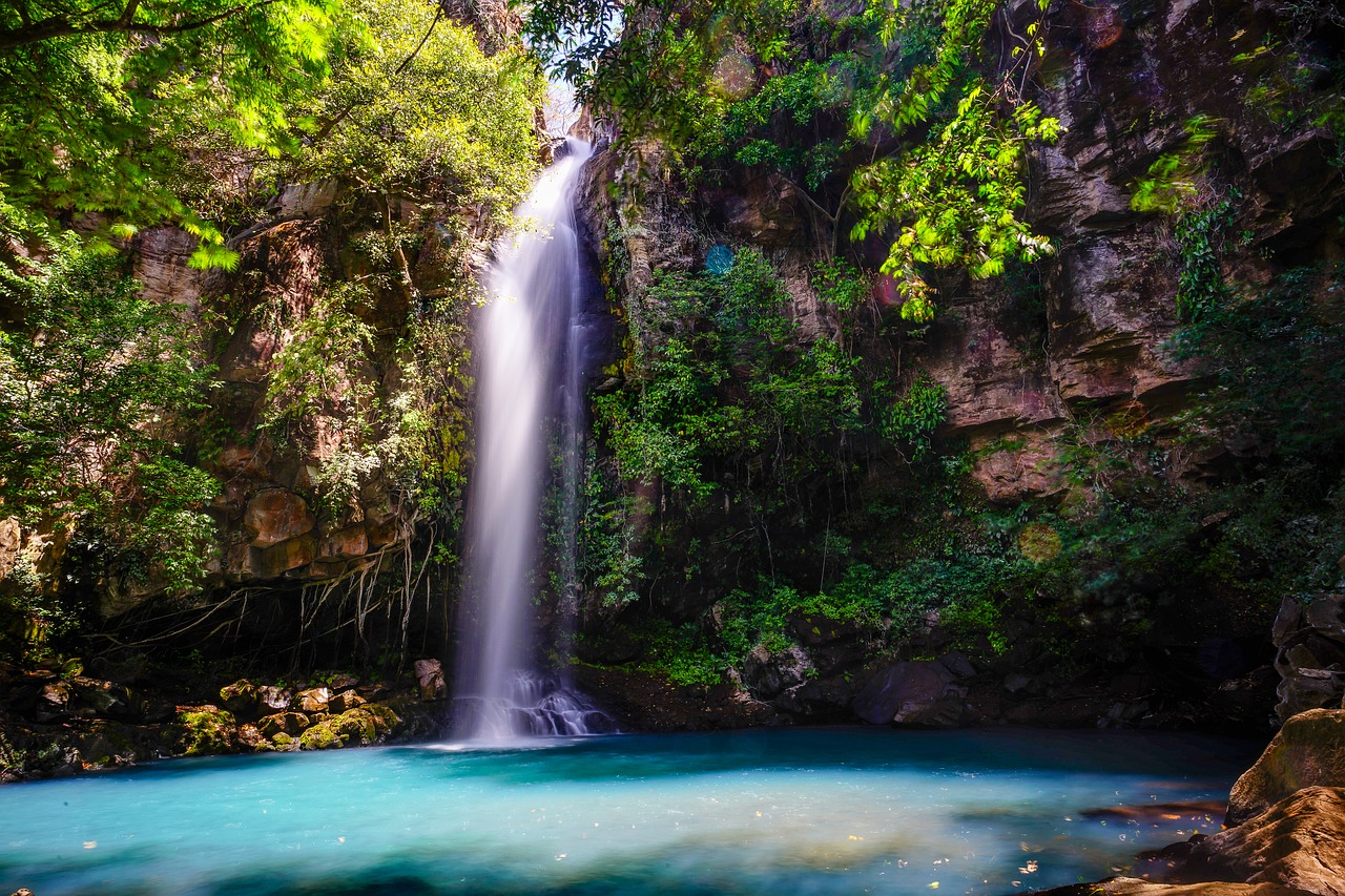 Image - water fall blue water nature water