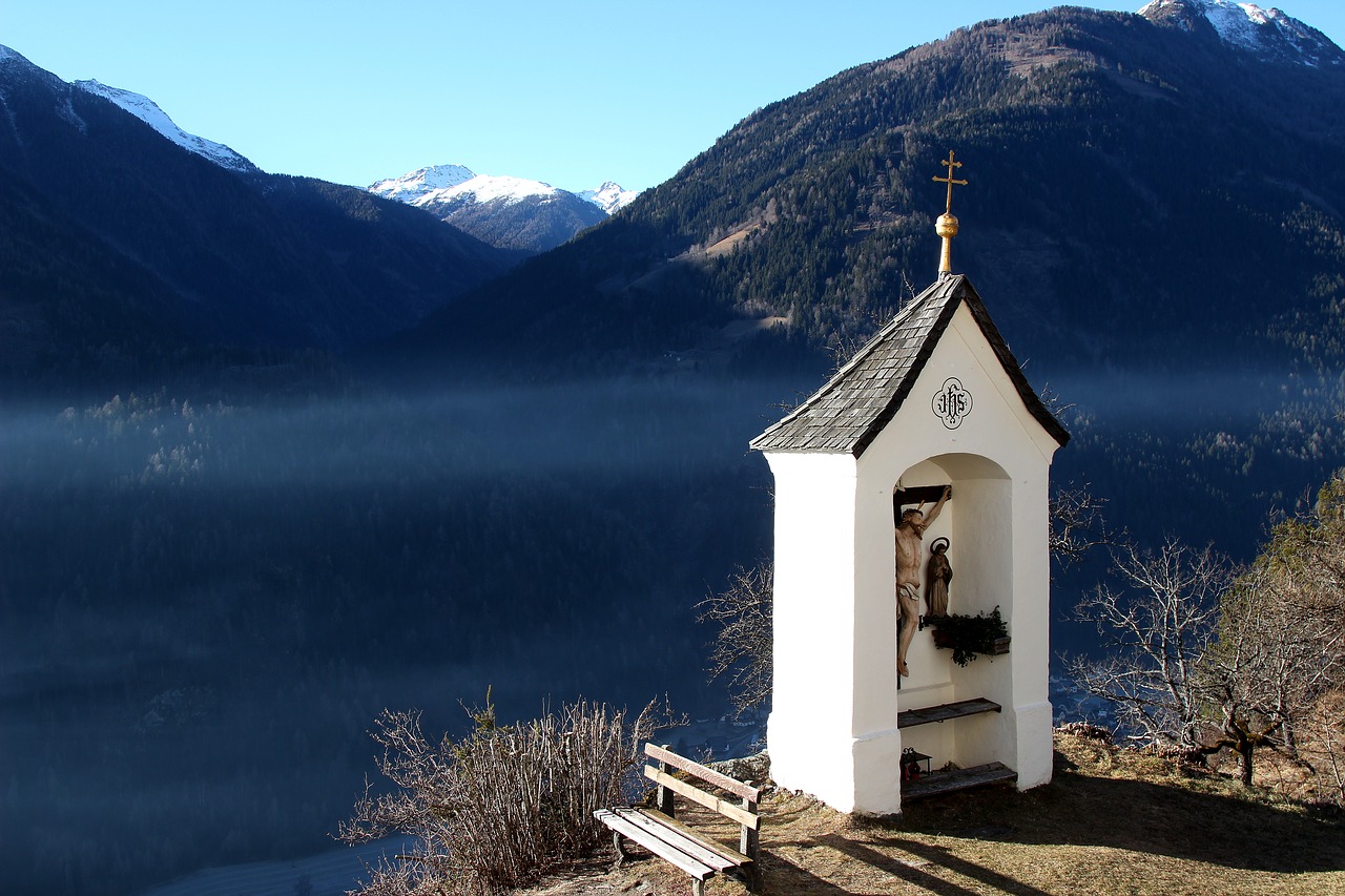 Image - cross fog blue mountains snow