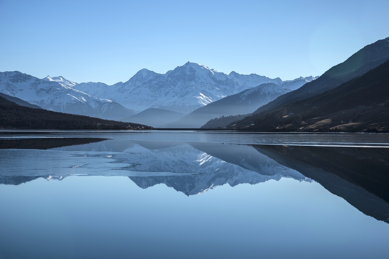 Image - reflection mountains lake