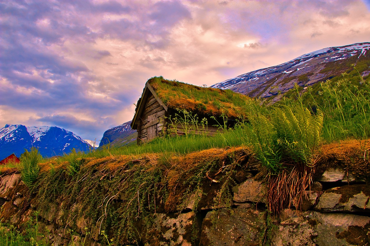 Image - cottage mountains nature landscape