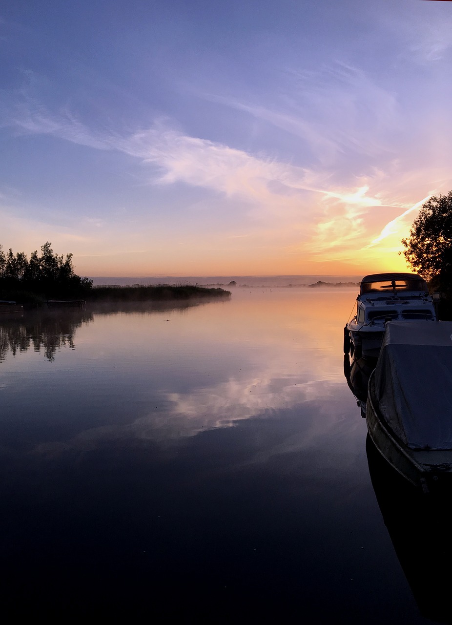 Image - lake sunrise sky calm mirroring