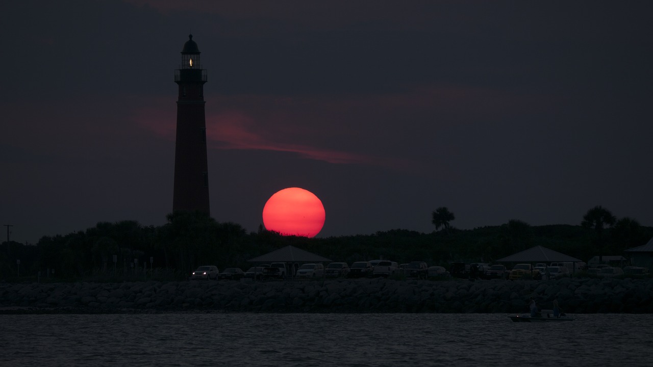 Image - lighthouse sunset sea ocean coast