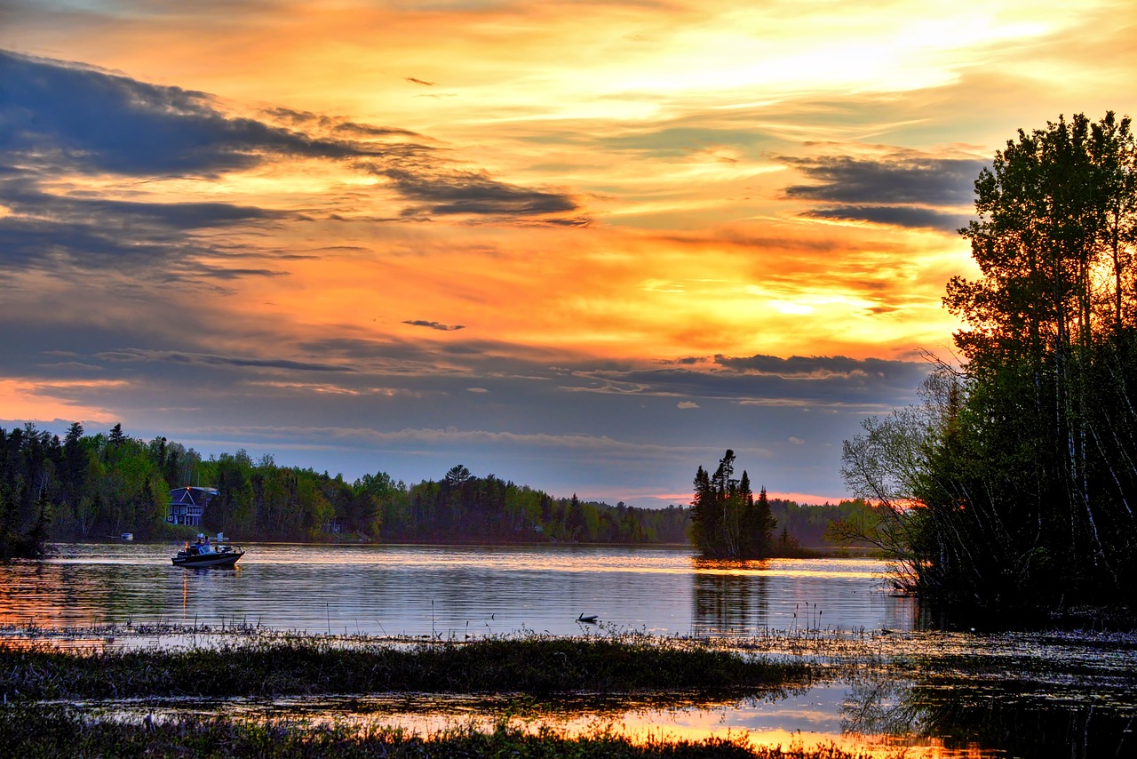 Image - sunset fishermen sky colors clouds