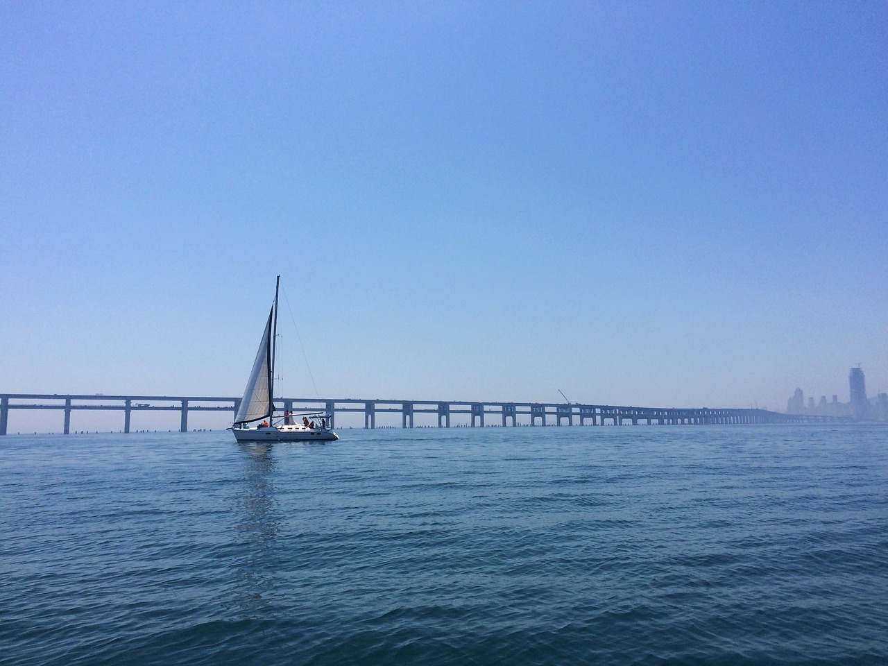 Image - dalian sea bridge sailboat