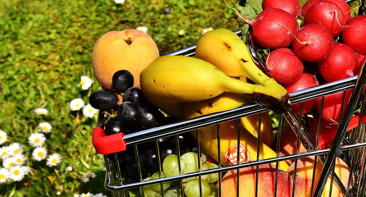 Image - shopping cart healthy shopping fruit