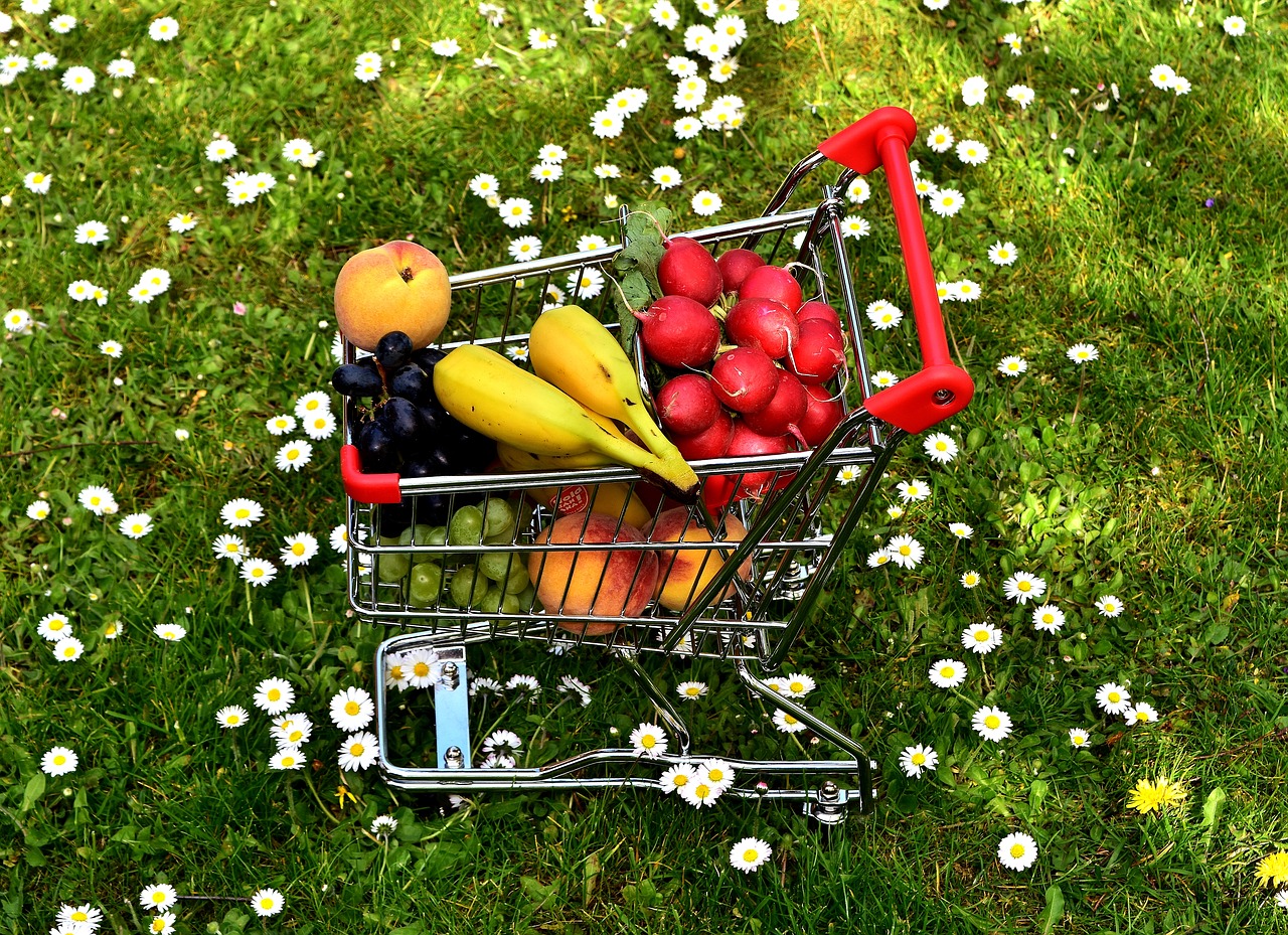 Image - shopping cart healthy shopping fruit