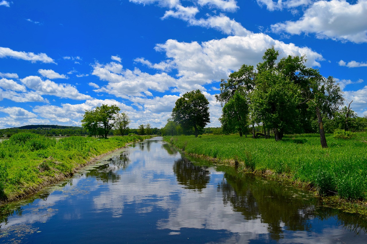 Image - river clouds sky reflection water