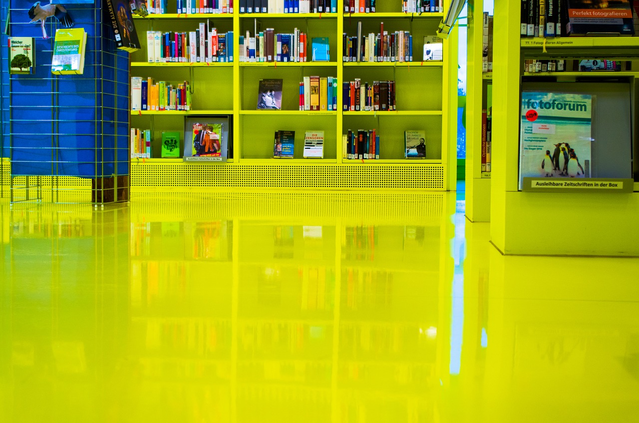 Image - mirroring library books shelves