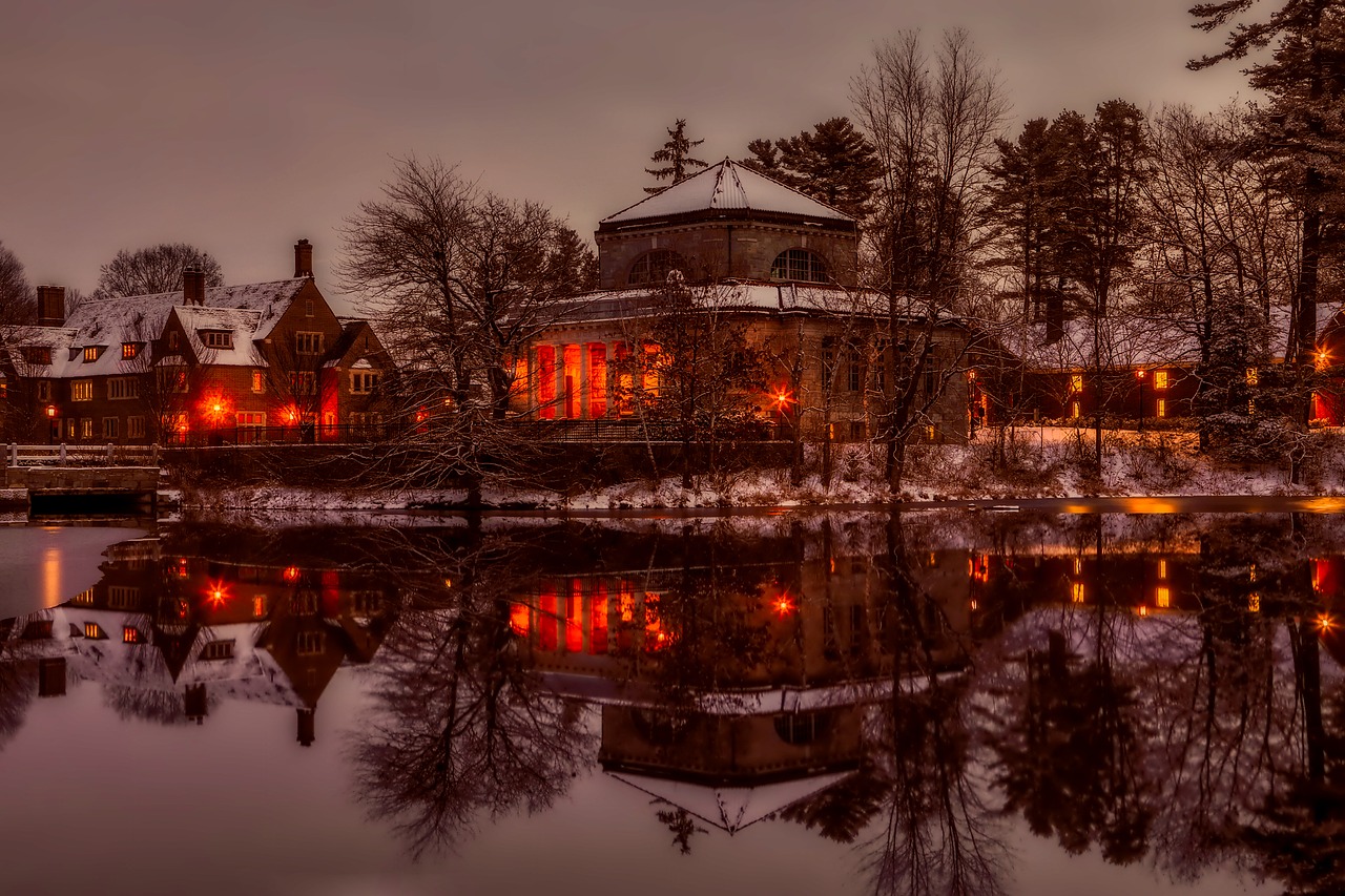 Image - school sunset dusk lake water