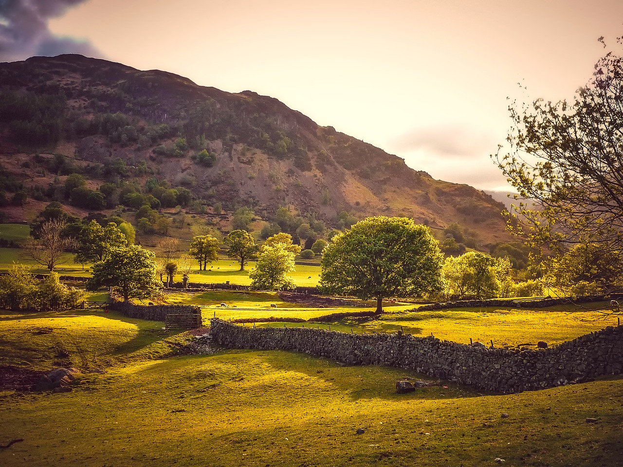 Image - england hills landscape stone wall