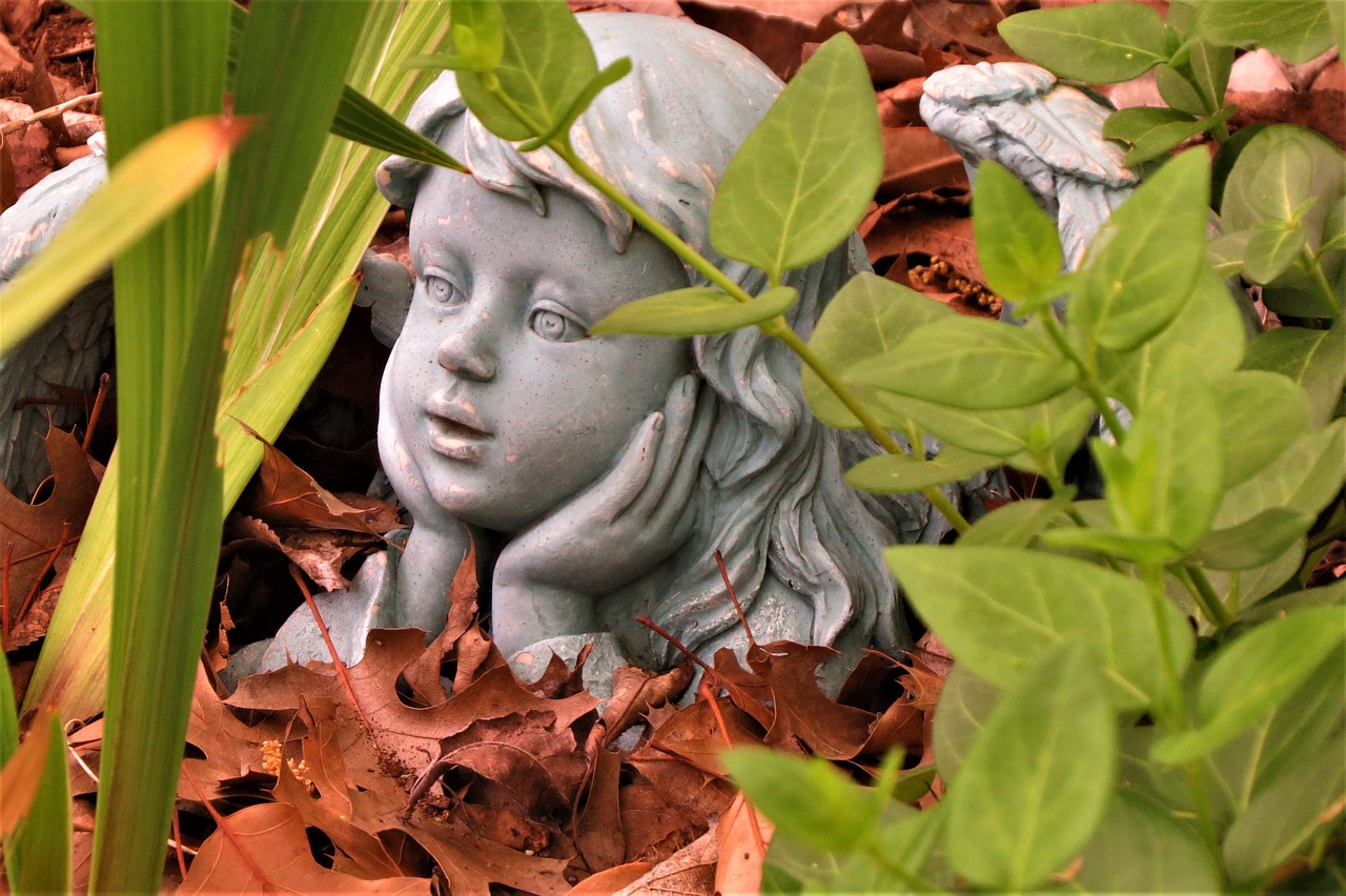 Image - angel statue garden fall blue
