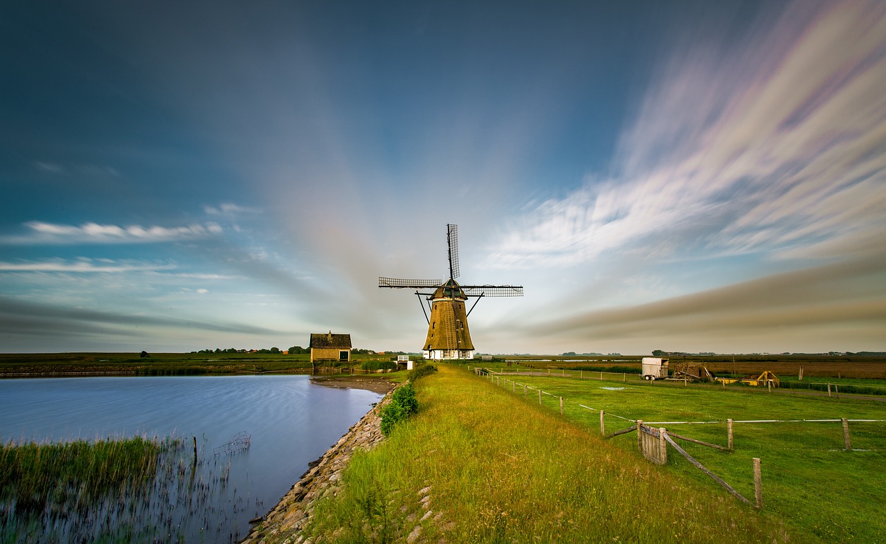 Image - long exposure windmill pond weather