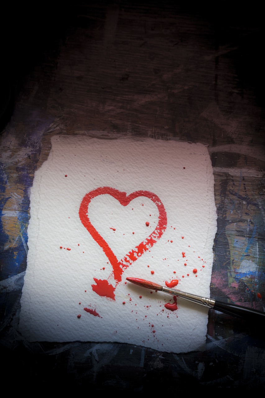 Image - heart paper brush romance paint