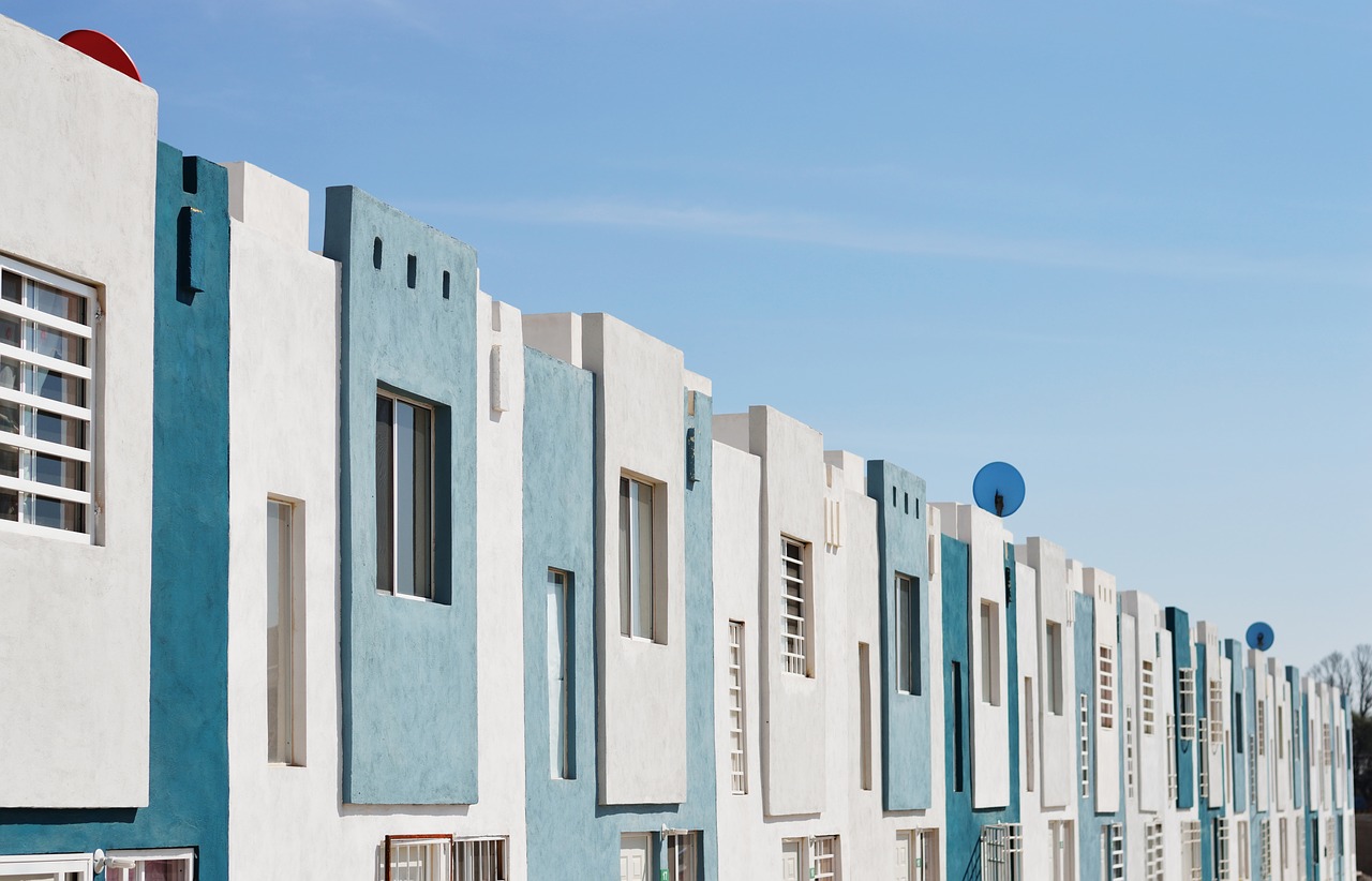 Image - blue house home urban street city